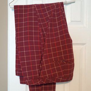 Checkered Pants - Burgundy with Tan and wine lines